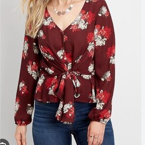 Floral Tie Front Blouse